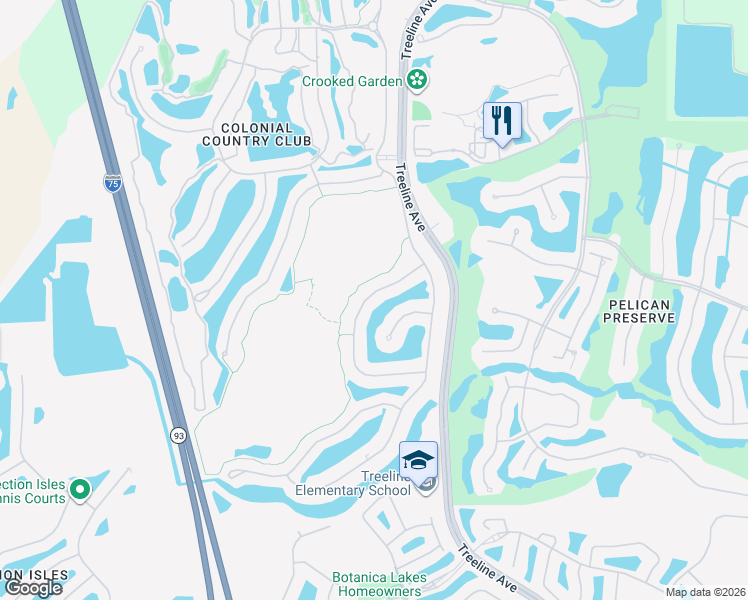 map of restaurants, bars, coffee shops, grocery stores, and more near 9949 Horse Creek Road in Fort Myers