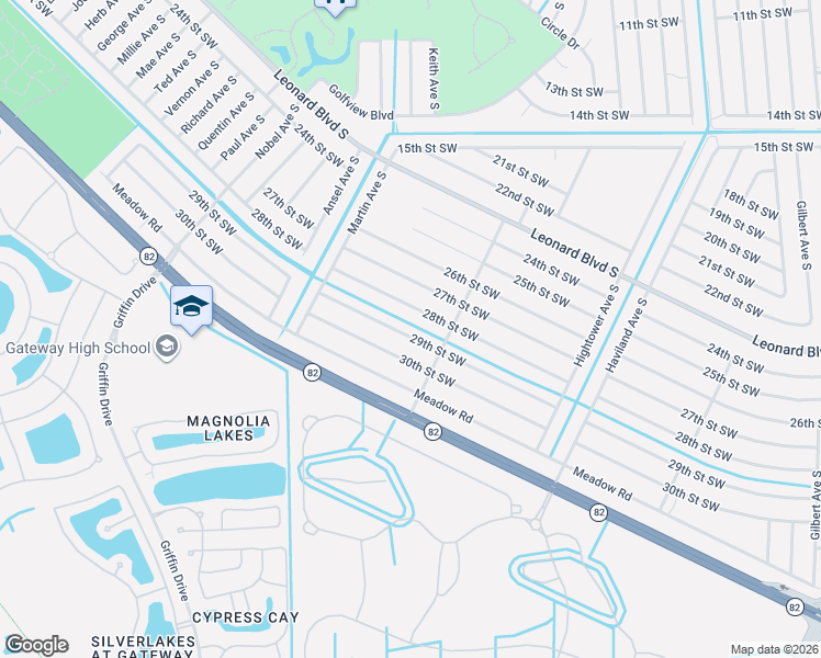 map of restaurants, bars, coffee shops, grocery stores, and more near 4724 29th Street Southwest in Lehigh Acres