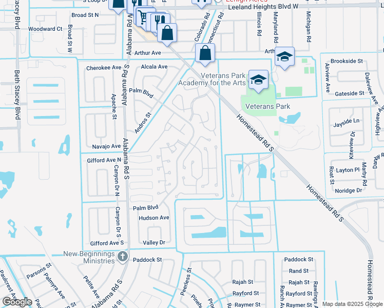 map of restaurants, bars, coffee shops, grocery stores, and more near 10655 Jacatree Court in Lehigh Acres