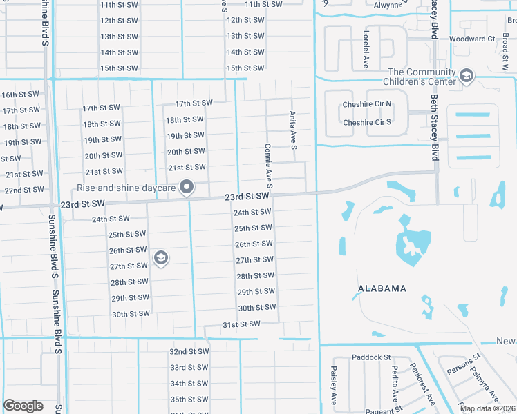 map of restaurants, bars, coffee shops, grocery stores, and more near 2606 24th Street Southwest in Lehigh Acres