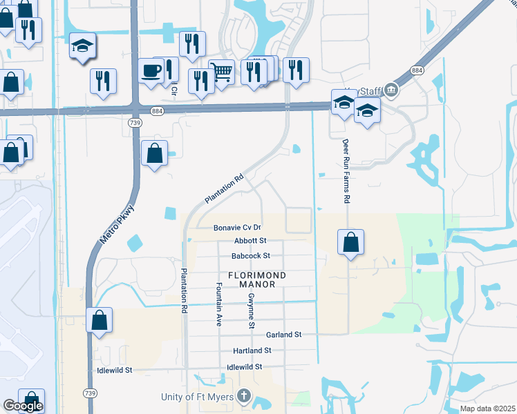 map of restaurants, bars, coffee shops, grocery stores, and more near 10278 Bonavie Cove Drive in Fort Myers