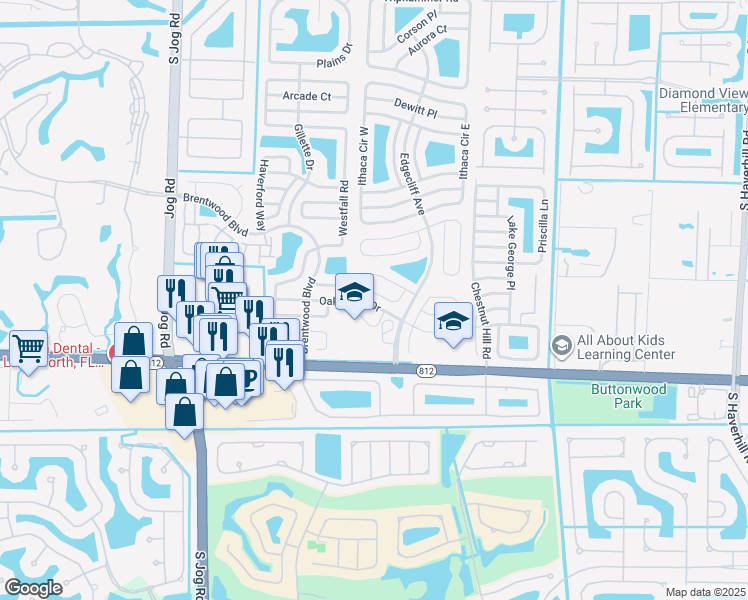map of restaurants, bars, coffee shops, grocery stores, and more near 5952 Deerfield Place in Lake Worth
