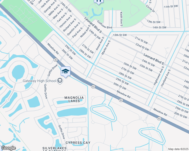 map of restaurants, bars, coffee shops, grocery stores, and more near 4761 30th Street Southwest in Lehigh Acres