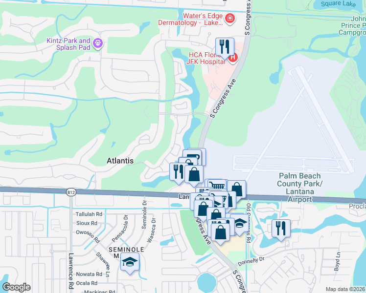 map of restaurants, bars, coffee shops, grocery stores, and more near 352 Colony Key Circle in Lake Worth