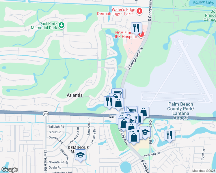 map of restaurants, bars, coffee shops, grocery stores, and more near 352 Colony Key Circle in Lake Worth