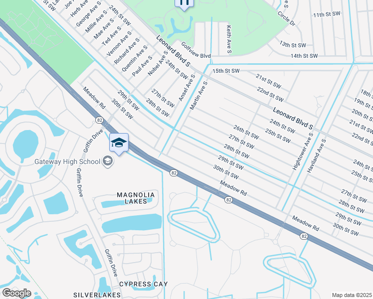 map of restaurants, bars, coffee shops, grocery stores, and more near 4740 30th Street Southwest in Lehigh Acres