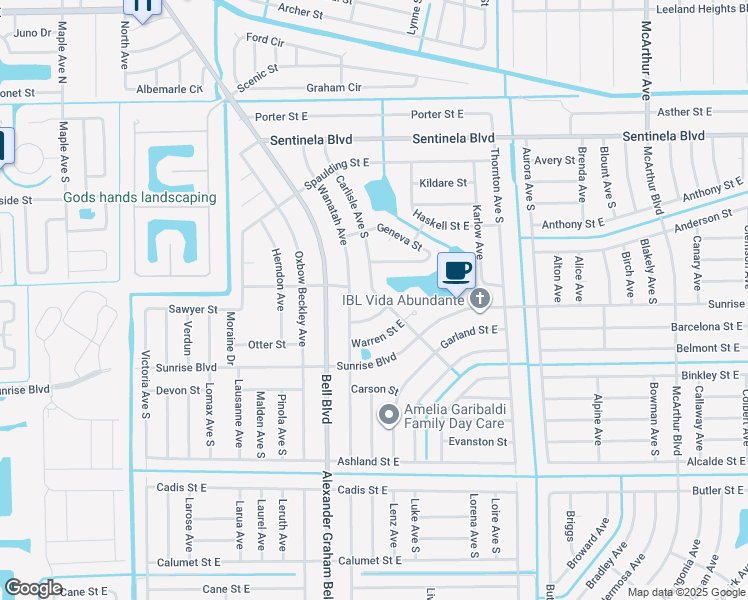 map of restaurants, bars, coffee shops, grocery stores, and more near 182 Carlisle Avenue South in Lehigh Acres