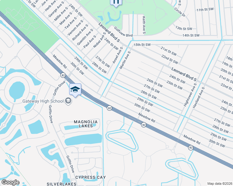 map of restaurants, bars, coffee shops, grocery stores, and more near 4740 30th Street Southwest in Lehigh Acres