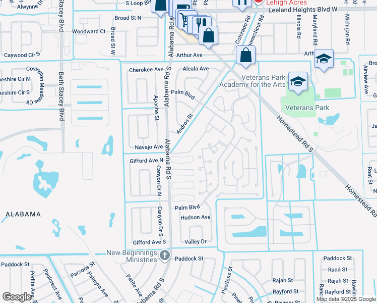 map of restaurants, bars, coffee shops, grocery stores, and more near 10506 Newbury Court in Lehigh Acres