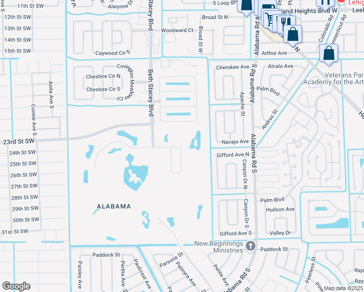 map of restaurants, bars, coffee shops, grocery stores, and more near 9157 Leatherwood Loop in Lehigh Acres