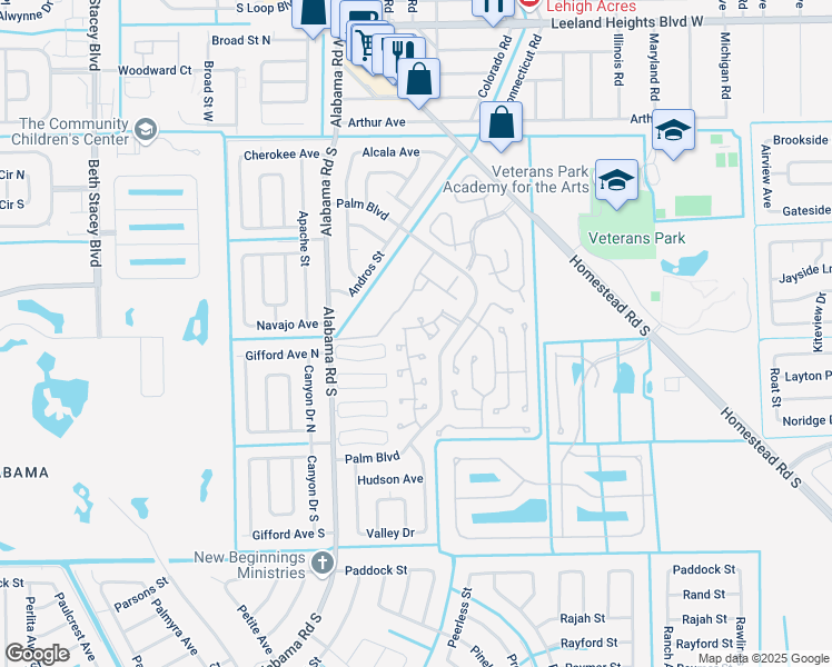 map of restaurants, bars, coffee shops, grocery stores, and more near 10481 Beacon Square Circle in Lehigh Acres