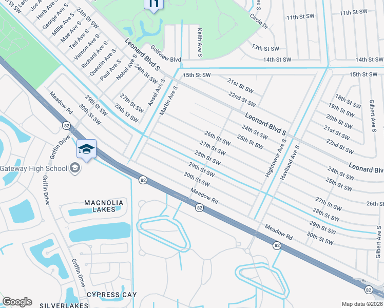 map of restaurants, bars, coffee shops, grocery stores, and more near 4709 28th Street Southwest in Lehigh Acres