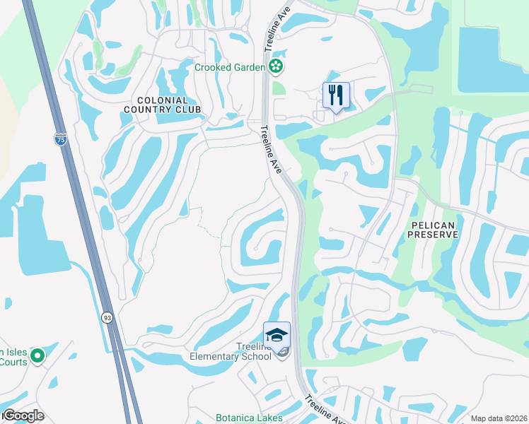 map of restaurants, bars, coffee shops, grocery stores, and more near 9929 Horse Creek Road in Fort Myers