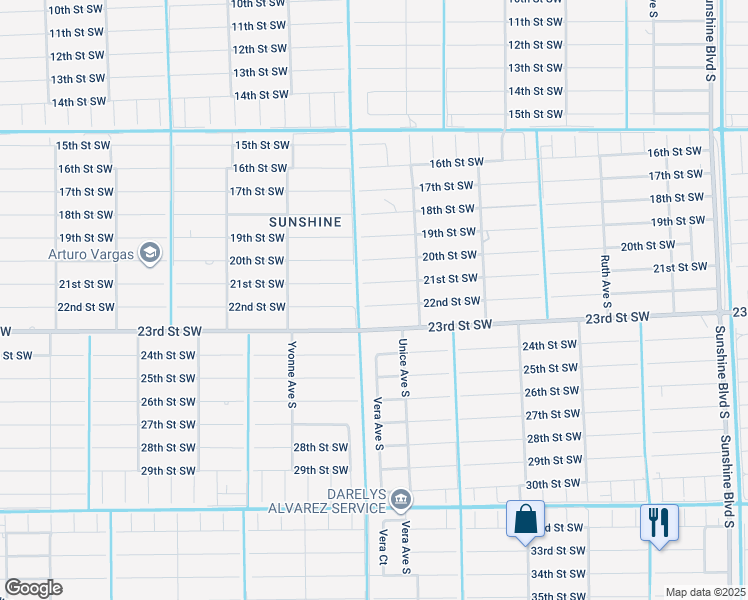 map of restaurants, bars, coffee shops, grocery stores, and more near 3614 22nd Street Southwest in Lehigh Acres