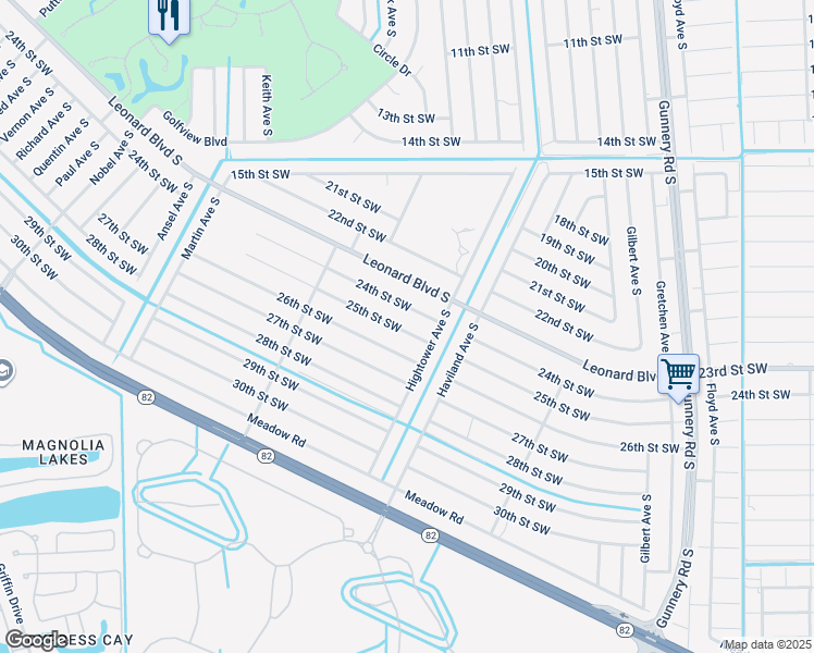 map of restaurants, bars, coffee shops, grocery stores, and more near 4614 25th Street Southwest in Lehigh Acres