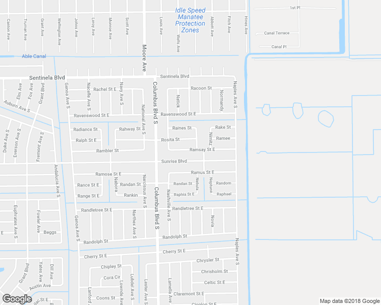 map of restaurants, bars, coffee shops, grocery stores, and more near 1222 Ramsay Street East in Lehigh Acres