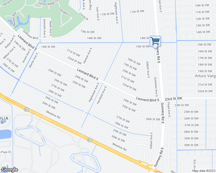 map of restaurants, bars, coffee shops, grocery stores, and more near 4557 Leonard Boulevard South in Lehigh Acres
