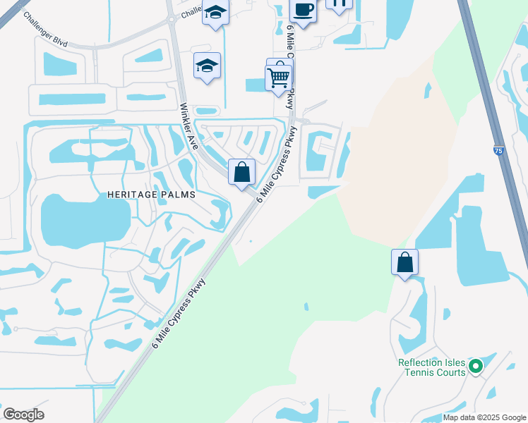 map of restaurants, bars, coffee shops, grocery stores, and more near 10511 6 Mile Cypress Parkway in Fort Myers