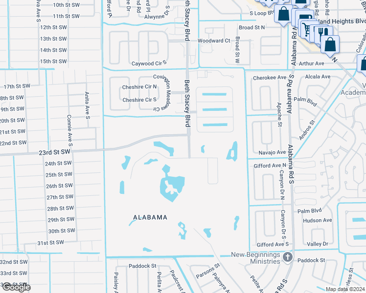 map of restaurants, bars, coffee shops, grocery stores, and more near 20910 Copperhead Drive in Lehigh Acres