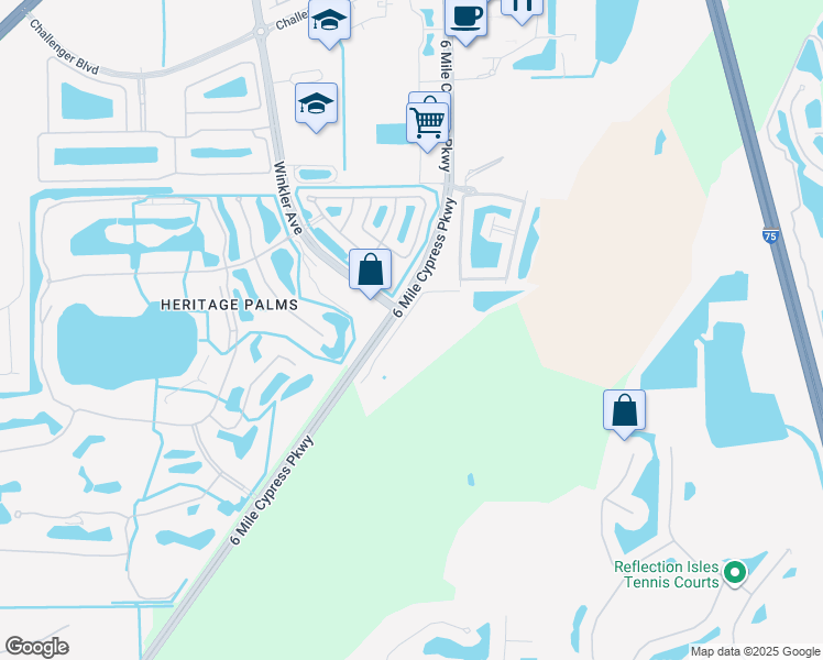 map of restaurants, bars, coffee shops, grocery stores, and more near 10511 6 Mile Cypress Parkway in Fort Myers