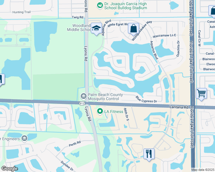 map of restaurants, bars, coffee shops, grocery stores, and more near 8491 Lakepoint Court in Lake Worth