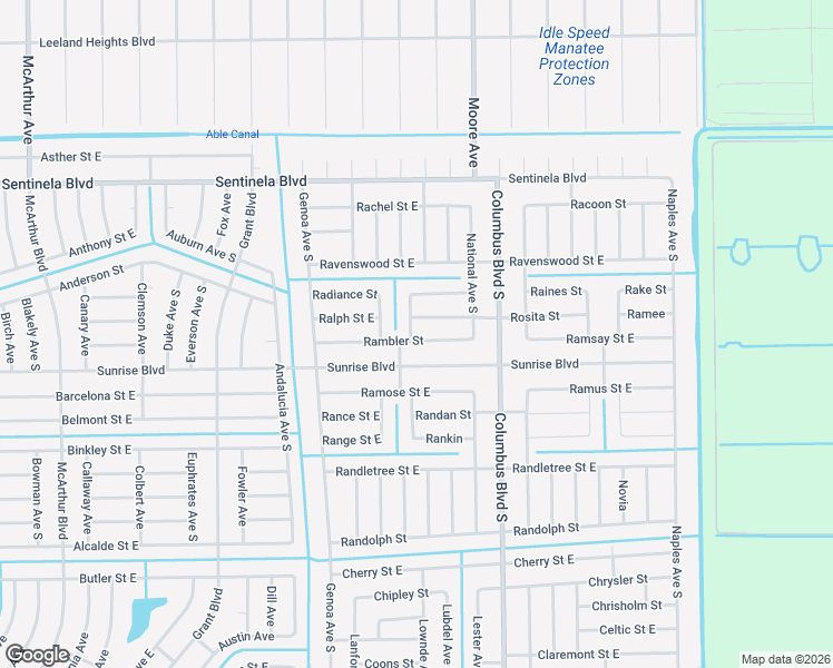 map of restaurants, bars, coffee shops, grocery stores, and more near 1136 Rosita Street in Lehigh Acres