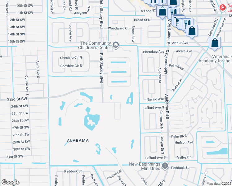 map of restaurants, bars, coffee shops, grocery stores, and more near 9299 Aegean Circle in Lehigh Acres