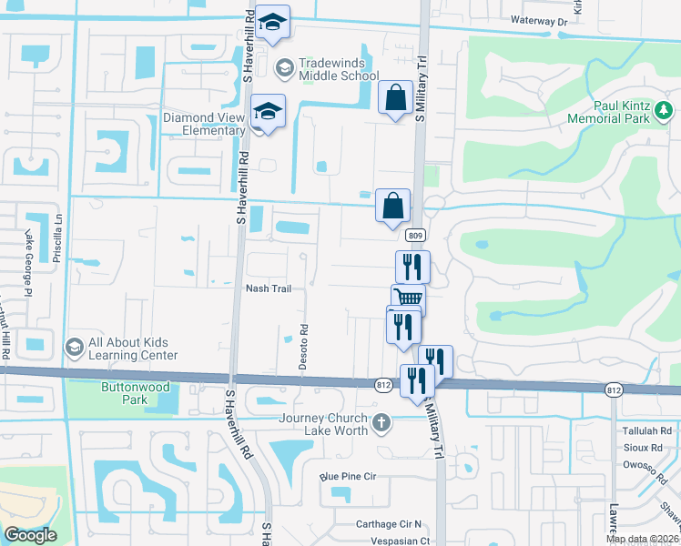map of restaurants, bars, coffee shops, grocery stores, and more near 4724 Collier Road in Lake Worth