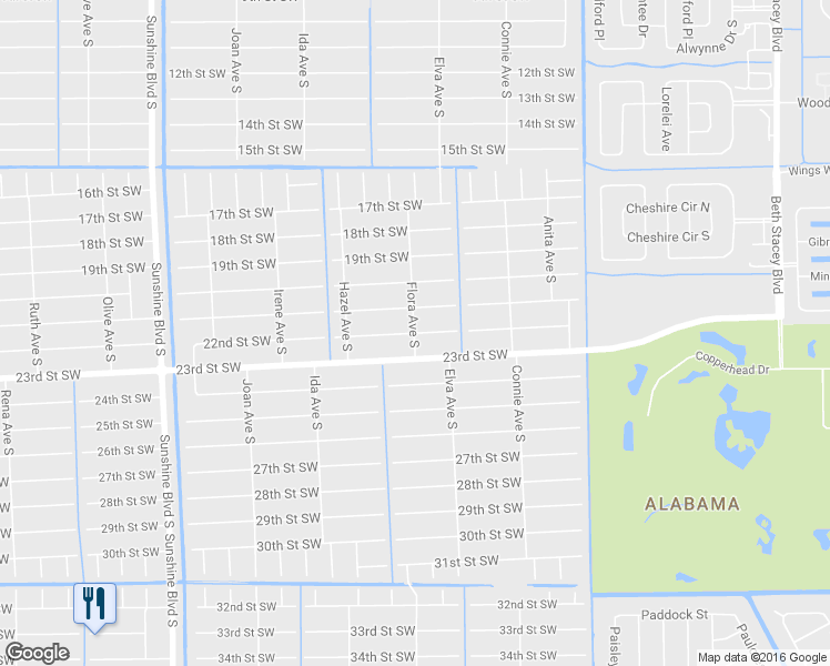 map of restaurants, bars, coffee shops, grocery stores, and more near 2712 22nd Street Southwest in Lehigh Acres