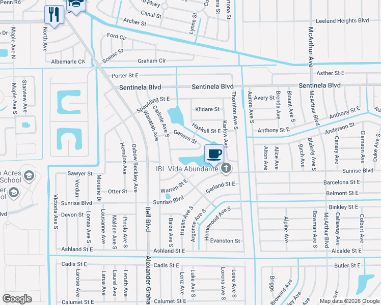 map of restaurants, bars, coffee shops, grocery stores, and more near 861 Geneva Street in Lehigh Acres
