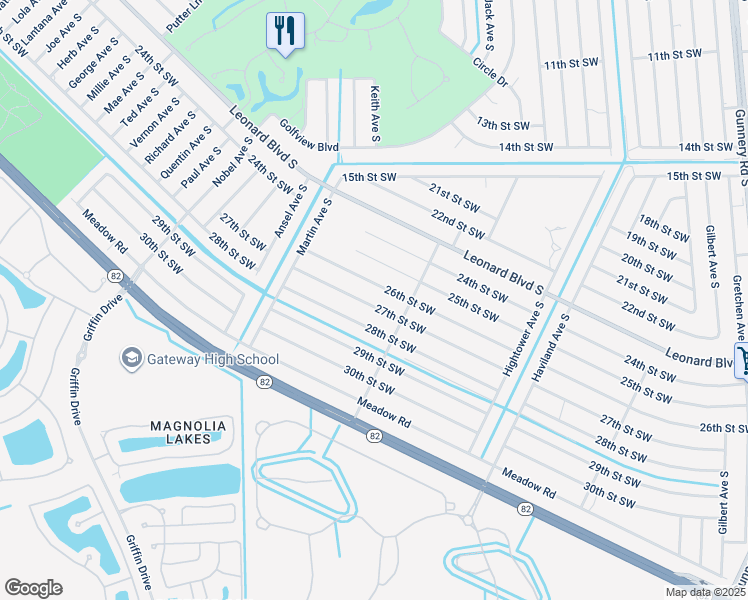 map of restaurants, bars, coffee shops, grocery stores, and more near 4716 27th Street Southwest in Lehigh Acres