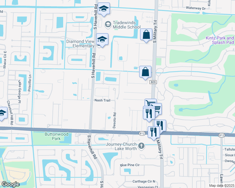 map of restaurants, bars, coffee shops, grocery stores, and more near 4707 Cohune Palm Court in Greenacres