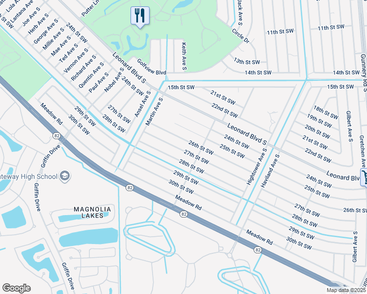 map of restaurants, bars, coffee shops, grocery stores, and more near 4716 27th Street Southwest in Lehigh Acres