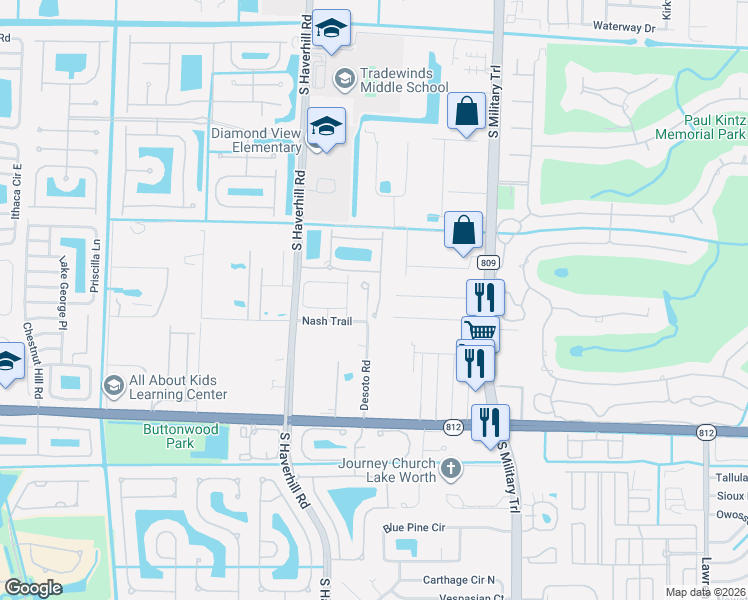 map of restaurants, bars, coffee shops, grocery stores, and more near 4707 Cohune Palm Court in Greenacres
