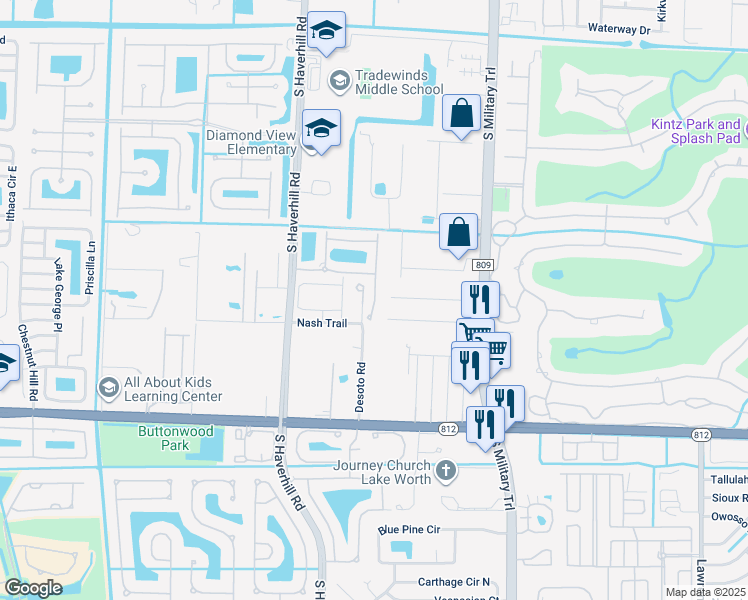 map of restaurants, bars, coffee shops, grocery stores, and more near 4707 Cohune Palm Court in Greenacres