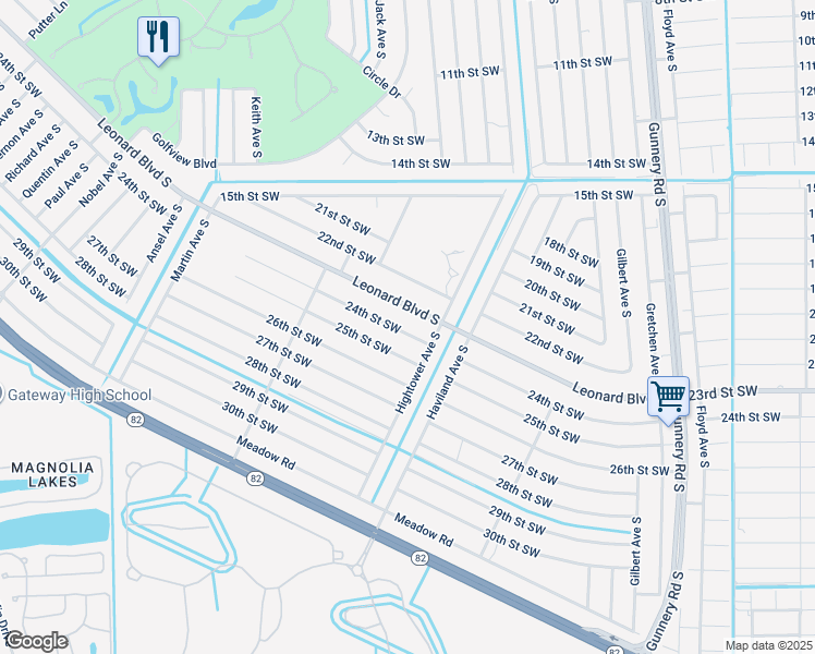 map of restaurants, bars, coffee shops, grocery stores, and more near 4612 24th Street Southwest in Lehigh Acres
