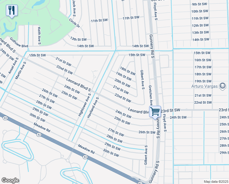 map of restaurants, bars, coffee shops, grocery stores, and more near 4536 22nd Street Southwest in Lehigh Acres