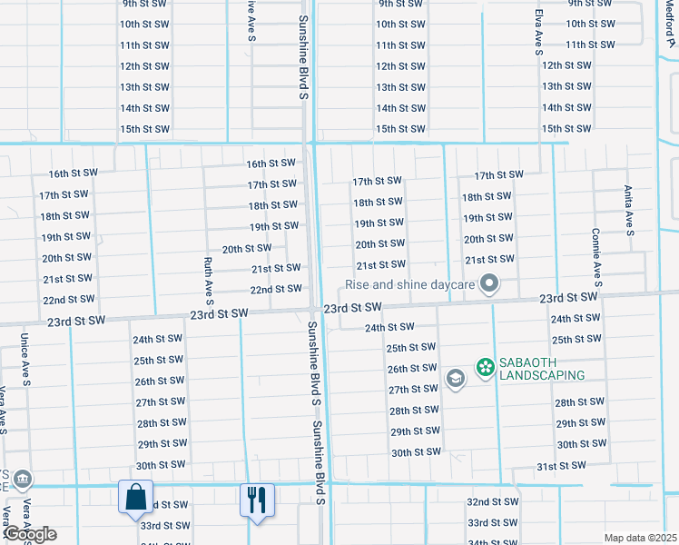 map of restaurants, bars, coffee shops, grocery stores, and more near 3005 21st Street Southwest in Lehigh Acres