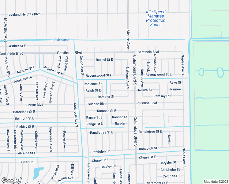 map of restaurants, bars, coffee shops, grocery stores, and more near 1136 Rosita Street in Lehigh Acres