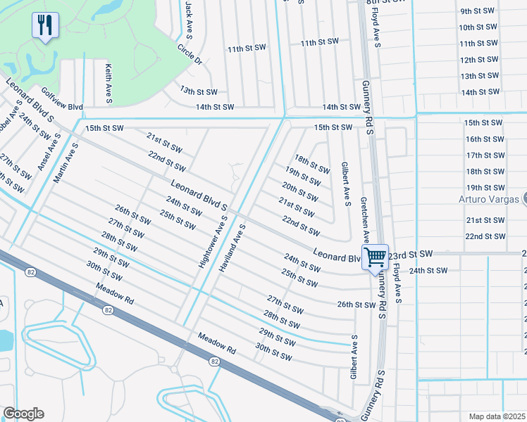 map of restaurants, bars, coffee shops, grocery stores, and more near 4556 Leonard Boulevard South in Lehigh Acres
