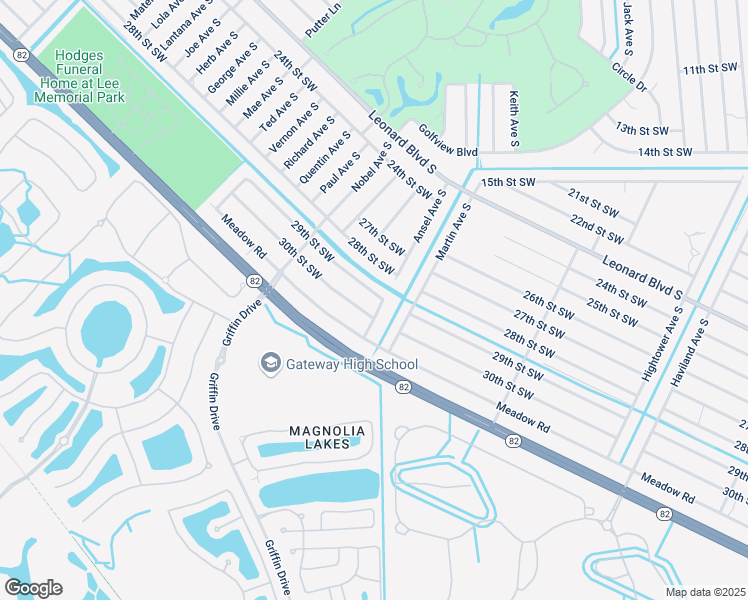 map of restaurants, bars, coffee shops, grocery stores, and more near 2906 Ansel Avenue South in Lehigh Acres