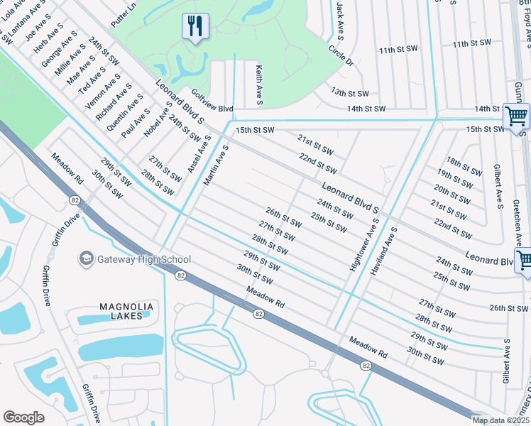 map of restaurants, bars, coffee shops, grocery stores, and more near 4716 27th Street Southwest in Lehigh Acres