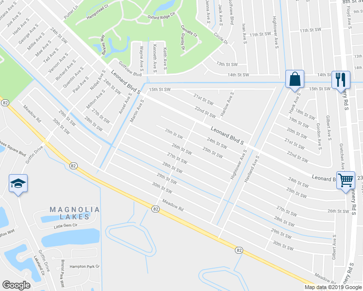 map of restaurants, bars, coffee shops, grocery stores, and more near 4700-4702 26th Street Southwest in Lehigh Acres