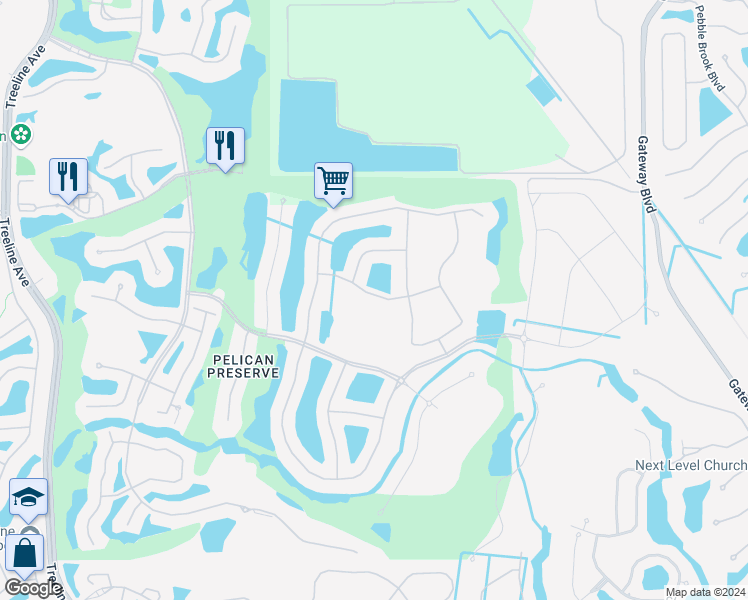 map of restaurants, bars, coffee shops, grocery stores, and more near 10730 Cetrella Drive in Fort Myers