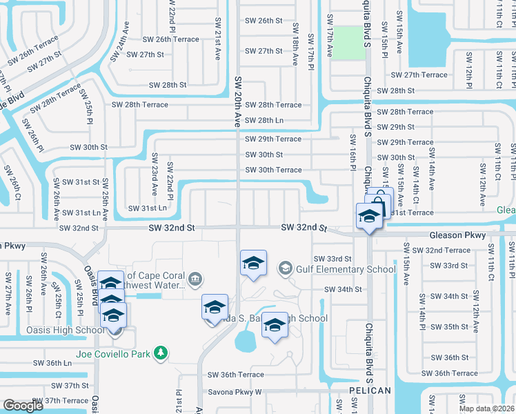map of restaurants, bars, coffee shops, grocery stores, and more near 3123 Southwest 19th Place in Cape Coral