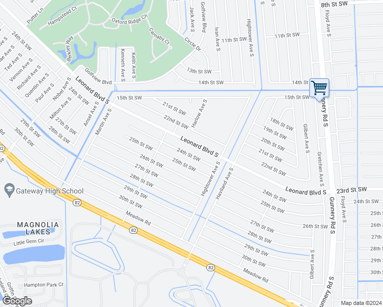 map of restaurants, bars, coffee shops, grocery stores, and more near 4628 24th Street Southwest in Lehigh Acres