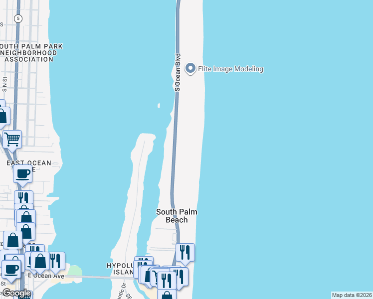 map of restaurants, bars, coffee shops, grocery stores, and more near 3500 South Ocean Boulevard in Palm Beach