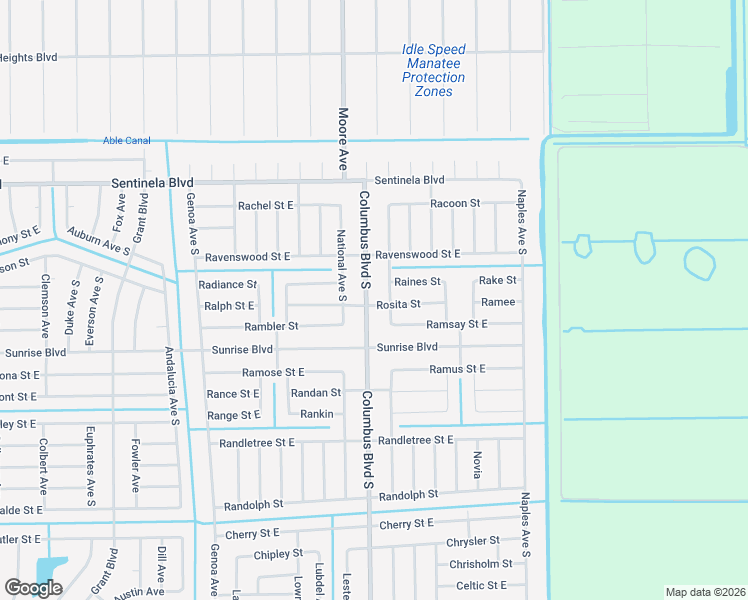 map of restaurants, bars, coffee shops, grocery stores, and more near 157 Columbus Boulevard South in Lehigh Acres