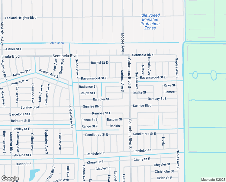 map of restaurants, bars, coffee shops, grocery stores, and more near 1136 Rosita Street in Lehigh Acres