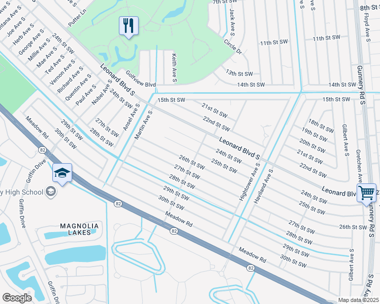 map of restaurants, bars, coffee shops, grocery stores, and more near 4700-4702 26th Street Southwest in Lehigh Acres
